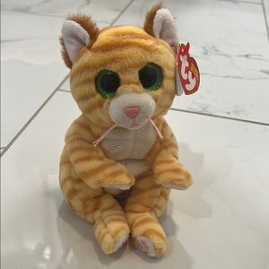 Mango Ty Beanie Bellies Plush Orange Tabby Cat with Green Eyes